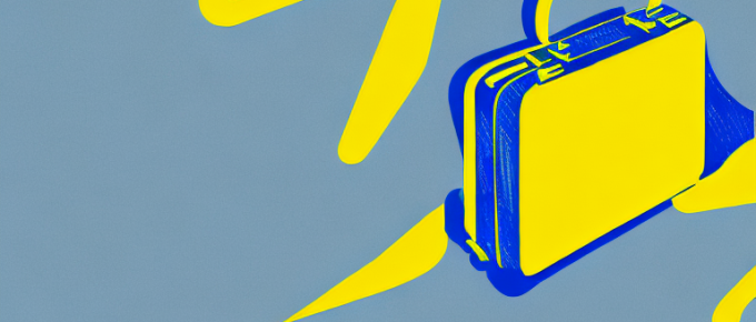 A suitcase with a bright yellow avis logo on it